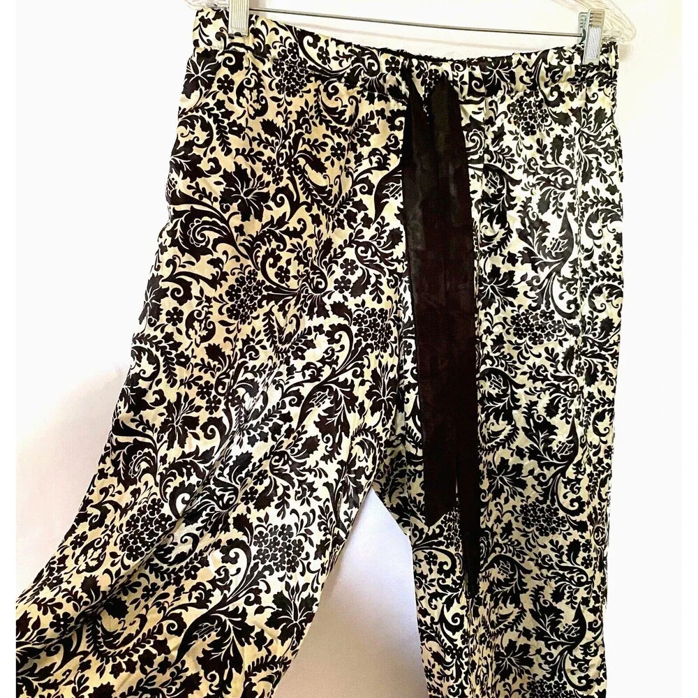 Soft Moments Pajama Satin Lounge Pants Size 14/16 Multicolor Damask Pattern